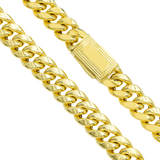 10K Yellow Gold Semi Hollow Miami Cuban Link Chain 9.75 mm