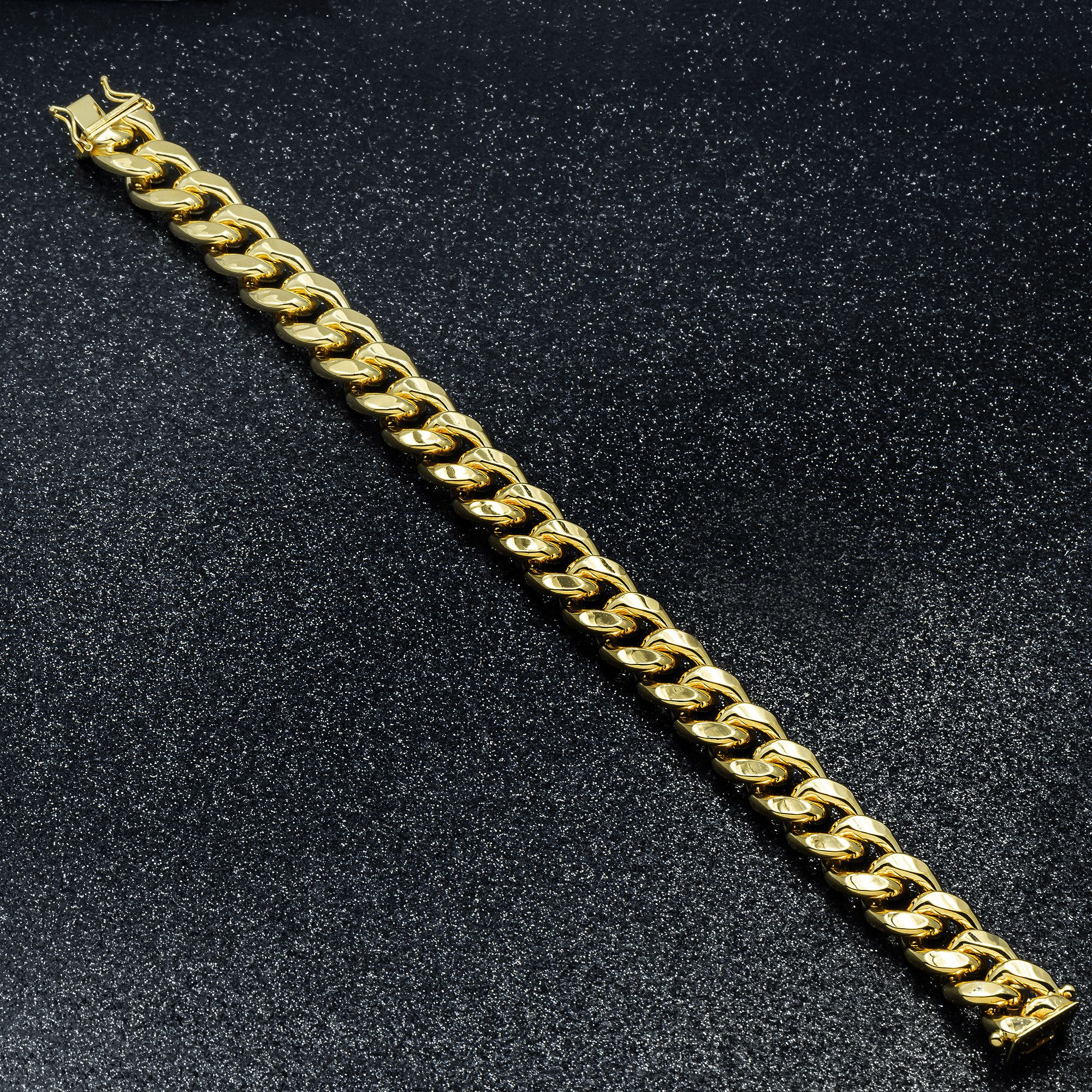 10K Yellow Gold Semi-Hollow Miami Cuban Link Bracelet – 13.00mm Wide Men's Gold Wristwear