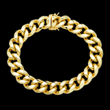 10K Yellow Gold Semi Hollow Miami Cuban Link Bracelet 13.00 mm