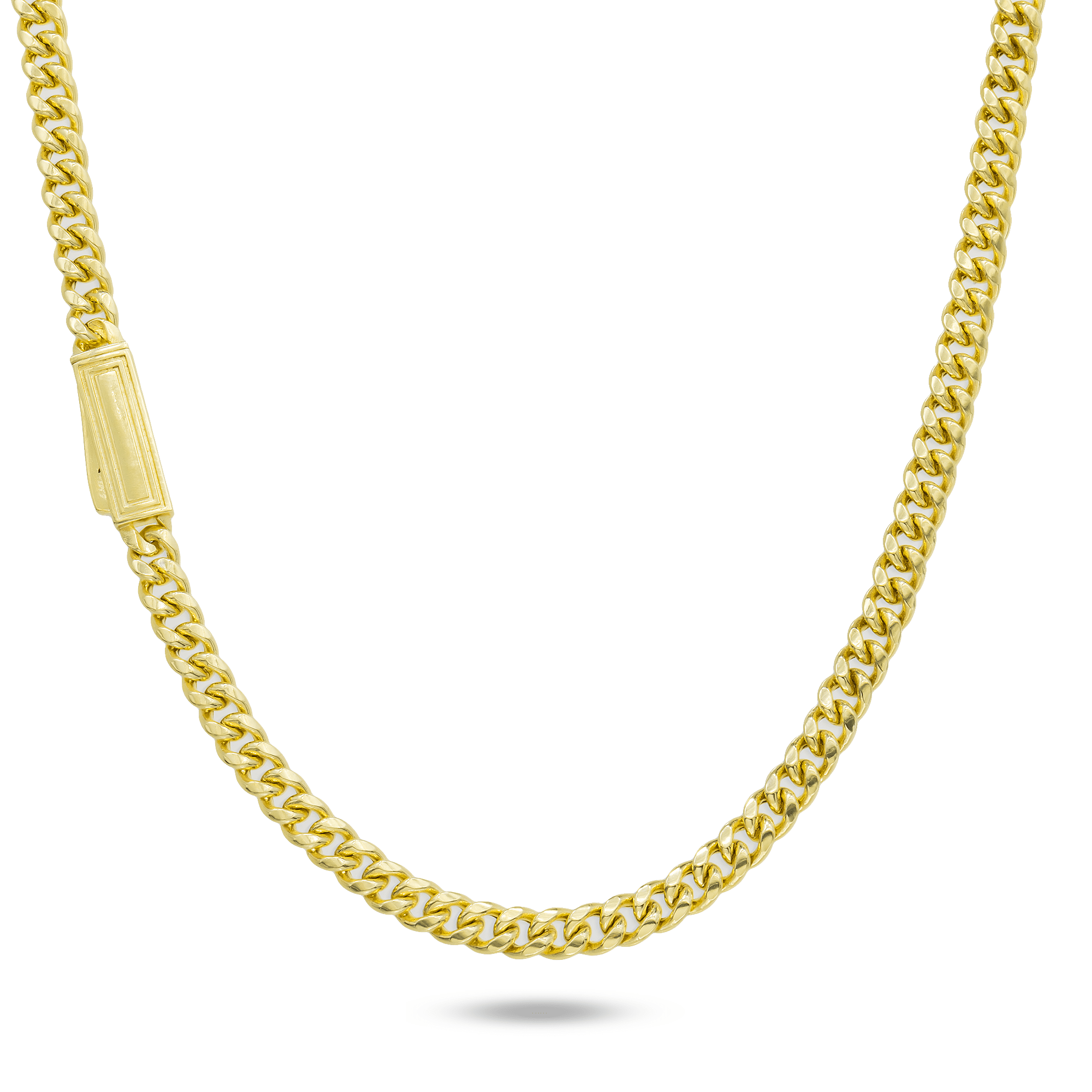 10K Yellow Gold Semi-Hollow Miami Cuban Link Chain – 4.50mm Lightweight Men's Gold Necklace