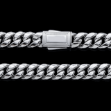 Close-up of 10K White Gold 10.00mm Miami Cuban Chain – Semi-Hollow Diamond Cut Links