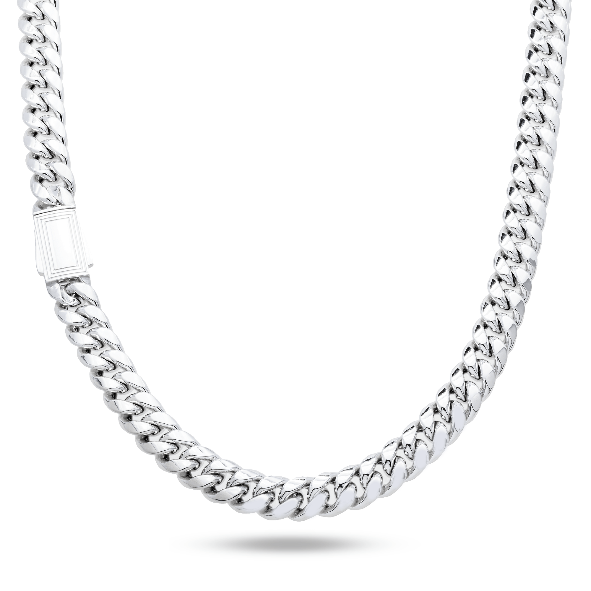 10K White Gold Semi-Hollow Miami Cuban Link Chain – 10.00mm Men's Statement Necklace