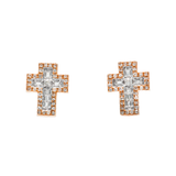 14K Rose Gold Fancy Cross Stud 0.39 ctw. Baguette & Round Diamond Earrings