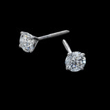 14K White Gold Lab-Stone Solitaire Stud 1.01 ctw. Round Diamond Earrings