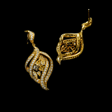 14K Yellow Gold Fancy Filigree Yellow Color Brilliant Dangle 8.00 ctw. Round Diamond Earrings