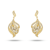 14K Yellow Gold Fancy Filigree Yellow Color Brilliant Dangle 8.00 ctw. Round Diamond Earrings