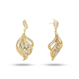 14K Yellow Gold Fancy Filigree Yellow Color Brilliant Dangle 8.00 ctw. Round Diamond Earrings