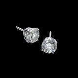 14K White Gold Solitaire Stud 3.03 ctw. Round Diamond Earrings