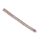 14K Two Tone Gold Miami Cuban Link Diamond Bracelet 138.30 Gr