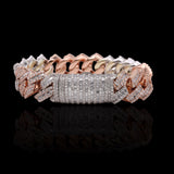 14K Two Tone Gold Miami Cuban Link Diamond Bracelet 138.30 Gr