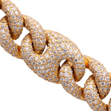 14K Yellow Gold 7.00 Carat Natural Diamond Curb Link Cuban Bracelet
