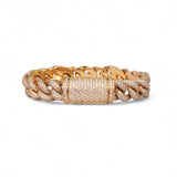14K Yellow Gold 7.00 Carat Natural Diamond Curb Link Cuban Bracelet