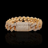 14K Yellow Gold Miami Cuban Diamond Bracelet 225.00 Gr