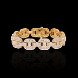 14K Yellow Gold 14.32 Carat Mariner Link Natural Diamond Bracelet