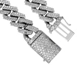 14K White Gold Miami Cuban Link Diamond Bracelet 112.00 Gr