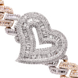 14K Two Tone Gold 13.21 Carat Cuban Heart Diamond Bracelet