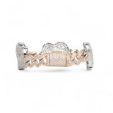 14K Two Tone Gold 13.21 Carat Cuban Heart Diamond Bracelet
