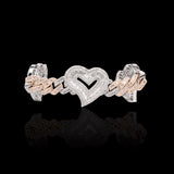 14K Two Tone Gold 13.21 Carat Cuban Heart Diamond Bracelet