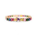 14K Yellow Gold Square Rainbow Tennis Diamond Bracelet