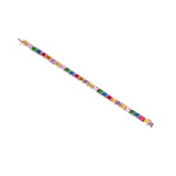 14K Yellow Gold Square Rainbow Tennis Diamond Bracelet