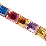 14K Yellow Gold Square Rainbow Tennis Diamond Bracelet