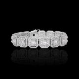 14K White Gold 9.42 Carat Square Link Baguette Diamond Bracelet