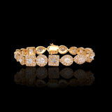 14K Yellow Gold 22.00 Carat Multi Shape Fancy Diamond Bracelet
