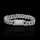 14K White Gold Miami Cuban Link Diamond Bracelet 112.00 Gr