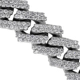 14K White Gold Miami Cuban Link Diamond Bracelet 112.00 Gr