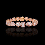 14K Rose Gold 22.00 Carat Multi Shape Fancy Diamond Bracelet