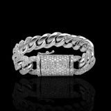 14K White Gold Miami Cuban Diamond Bracelet 112.5 Gr