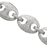 14K White Gold 8.00 Carat Natural Pave Diamond Puffed Mariner Link Bracelet