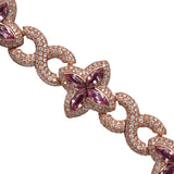 14K Rose Gold Leaf Clover Infinity Link Diamond Bracelet