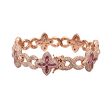 14K Rose Gold Leaf Clover Infinity Link Diamond Bracelet