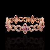 14K Rose Gold Leaf Clover Infinity Link Diamond Bracelet