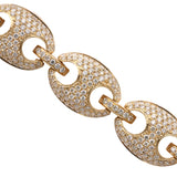 14K Yellow Gold 7.00 Carat Natural Pave Diamond Puffed Mariner Link Bracelet