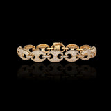 14K Yellow Gold 7.00 Carat Natural Pave Diamond Puffed Mariner Link Bracelet