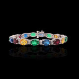 14K White Gold The Royalty Multi Color Tennis Bracelet