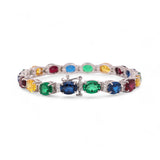 14K White Gold The Royalty Multi Color Tennis Bracelet