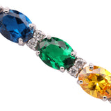 14K White Gold The Royalty Multi Color Tennis Bracelet