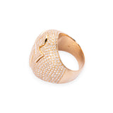14K Yellow Gold 4.49 Carat Natural Diamond Ankh Cross Cluster Ring