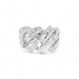 14K White Gold 8.00 Carat Natural Diamond Crossover Ring