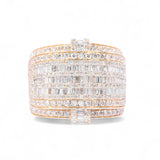 14K Yellow Gold 4.00 Carat Natural Diamond Multi Row Cluster Ring