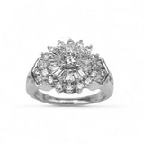 14K White Gold 1.60 Carat Ballerina Halo Diamond Ring