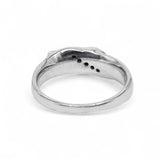 14K White Gold Striped Slant Natural Diamond Ring
