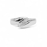 14K White Gold 0.30 Carat Slant Textured Wedding Diamond Ring