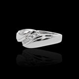 14K White Gold 0.30 Carat Slant Textured Wedding Diamond Ring