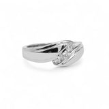 14K White Gold 0.30 Carat Slant Textured Wedding Diamond Ring