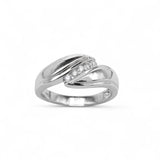 14K White Gold 0.30 Carat Slant Textured Wedding Diamond Ring