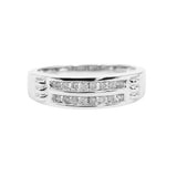 14K White Gold 0.65 Carat Two Row Wedding Diamond Ring